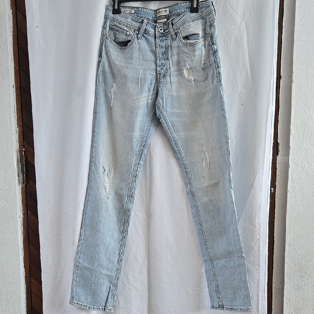 Jack And Jones Men's Light Blue Distressed Jeans Waist 29" x 34"